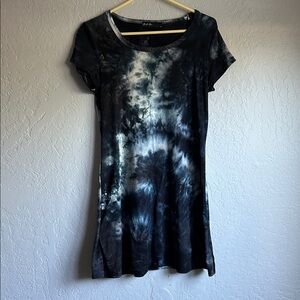 Tie-Dye Mini Dress - Black and White